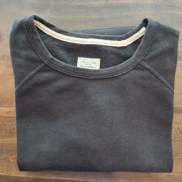 Rag & Bone Standard Issue Long-Sleeve‎ Black Sweatshirt Sz XS Normcore - Picture 4 of 8